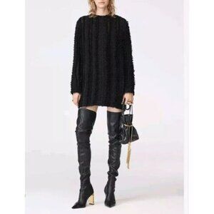 Black Zara Textured Long Sleeve Short Mini Dress Limited Edition (NWT)